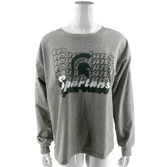 Wear by Erin Andrews Womens Top Sz Large Gray Michigan State Spartans Tee Shirt - Picture 1 of 6